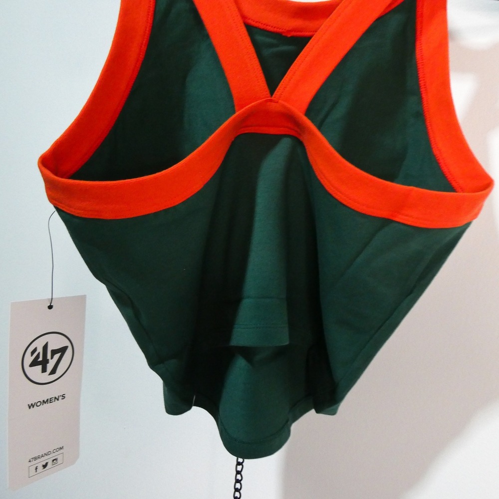 '47 Brand Tank Top Women Small University of Miami Hurricanes Green Orange Crop - Picture 6 of 8